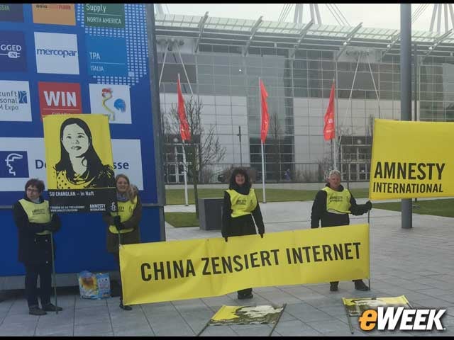 Protesters Decry China's Human Rights Record at CeBIT