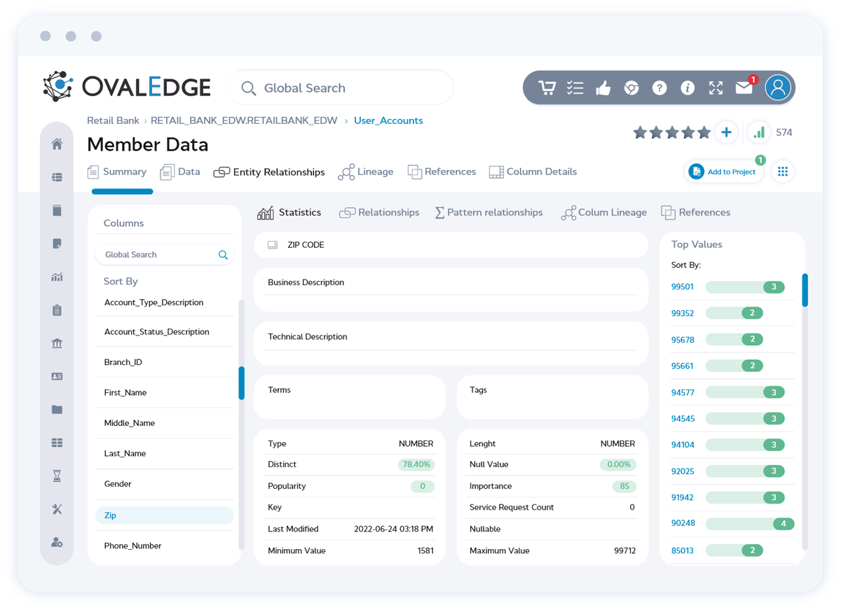 OvalEdge - data governance dashboard